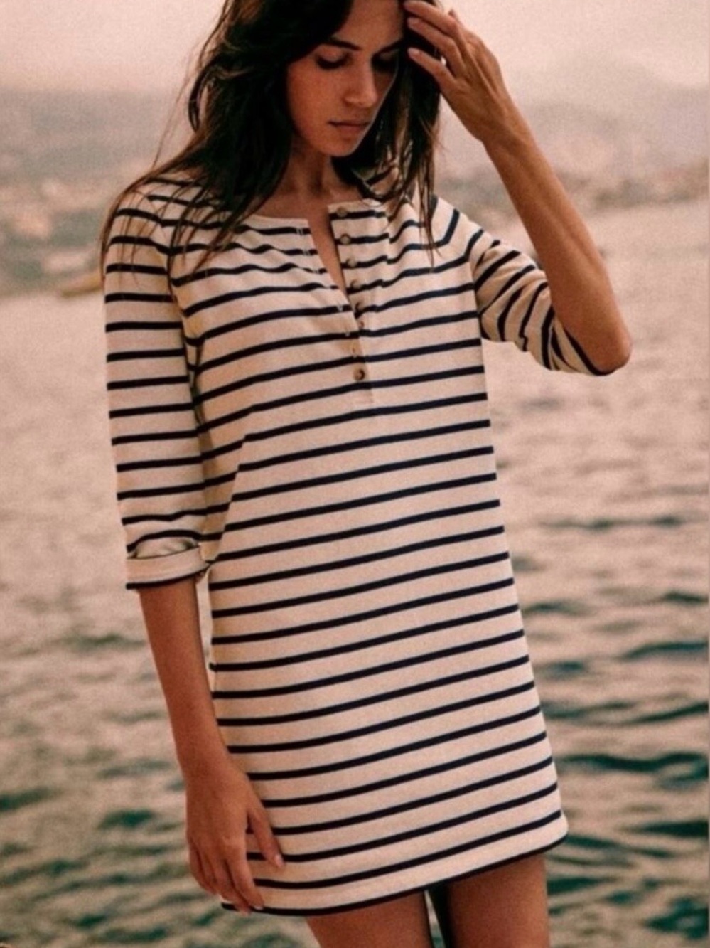 Sezane Tyra Dress Navy Stripe- Size S